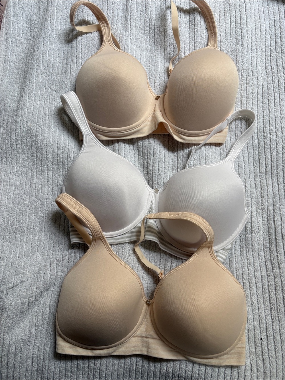 Breezies Everyday T-Shirt Bra - Nude & White - Comfortable Support set of three